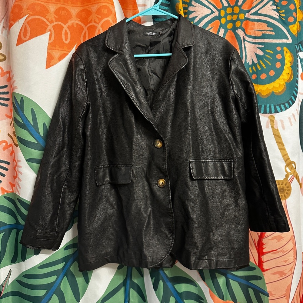 nasty gal black faux leather blazer